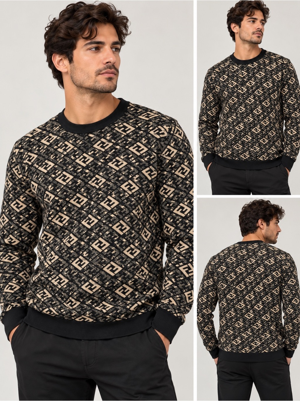 Fendi FF monogram men’s crewneck sweatshirt large
